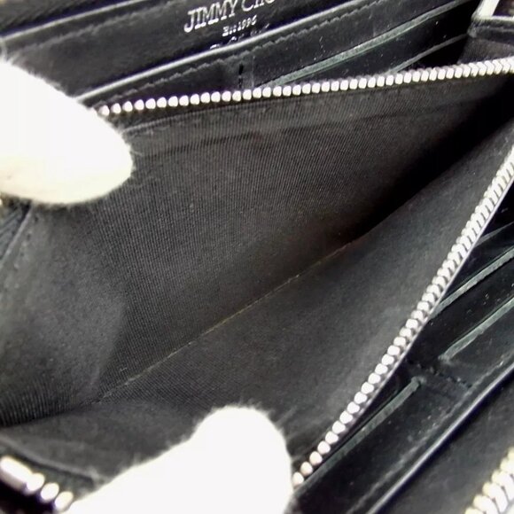 837160AM (G2) Jimmy Choo Wallet Long Studded Zip Around Black Leather - Picture 8 of 13